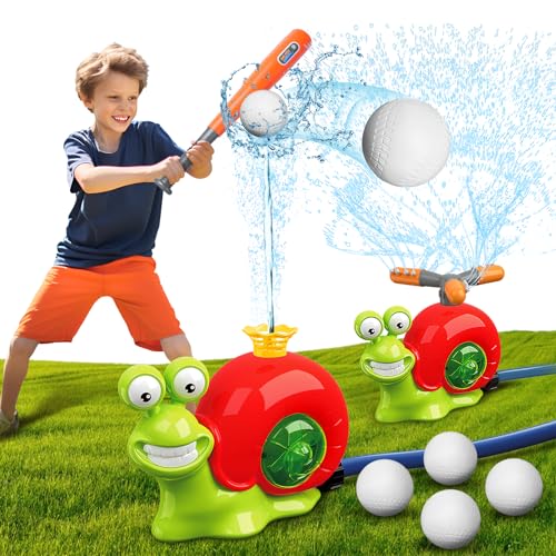 VATOS 2 in 1 Wassersprinkler Spielzeug für Kinder, Sprinkler Spielzeug mit 2 Sprinklerköpfen, 360° drehbarer Sprüh-Wasser-Baseball für Jungen und Mädchen, Sommerspaß bei Partys im Hinterhof von VATOS