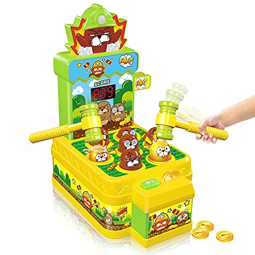 VATOS Whack Spiel,Schlag den Maulwurf,elektronisches Mini Arcade Spielzeug,Münzspiel mit 2 Hämmern,interaktives pädagogisches für Kleinkinder,Kinder,Mädchen und Jungen im Alter von 3-6 Jahren von VATOS