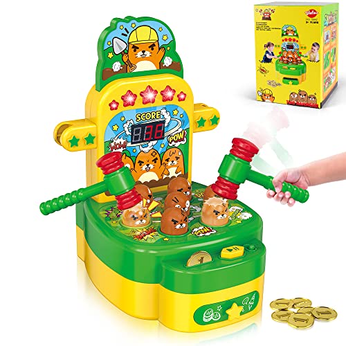 VATOS Whack Spiel,Schlag den Maulwurf,elektronisches Mini Arcade Spielzeug,Münzspiel mit 2 Hämmern,interaktives pädagogisches für Kleinkinder,Kinder,Mädchen und Jungen im Alter von 3-6 Jahren von VATOS