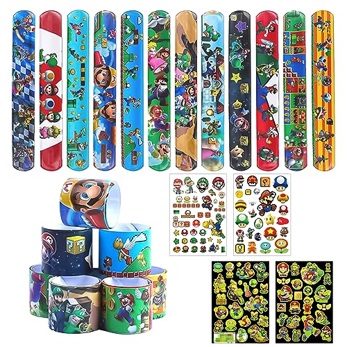 VAVICRAP Party Gastgeschenk, 12 Stück Slap Armbänder Kindergeburtstag Cartoon Animation Schnapparmband Party Mitgebsel Slap Bracelet für Jungen Party Kindergeburtstag Mitgebsel von VAVICRAP