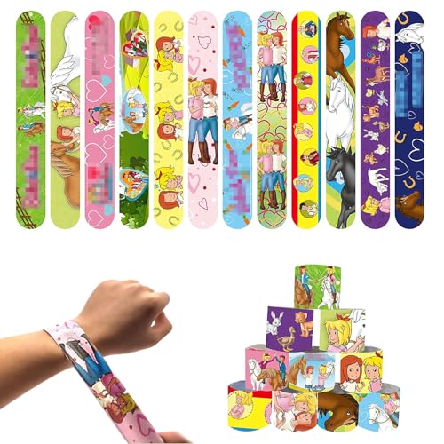 VAVICRAP Schnapparmband Kinder 12 Stück Cartoon Bunte Slap Armbänder Slap Kinder Armbänder Schnapparmband Mitgebsel Klatscharmband Gastgeschenke Party Partygeschenke für Kinder Mädchen Jungen von VAVICRAP