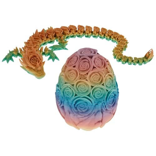 VAVPUP 3D Bedruckte Drache 3D Rose Dragon Eggs mit Drachen im beweglichen Gelenk Lebendem Drachenspielzeug Helle Farbe(Maca -Gradient) von VAVPUP