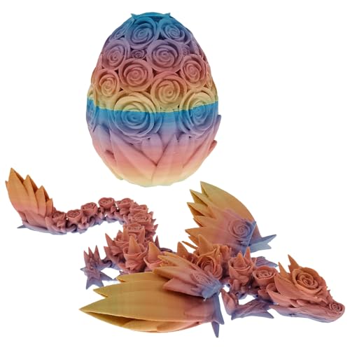 VAVPUP 3D Bedruckte Drache 3D Rose Dragon Eggs mit Drachen im beweglichen Gelenk Lebendem Drachenspielzeug Helle Farbe(Maca -Gradienten Fliegender Drache) von VAVPUP