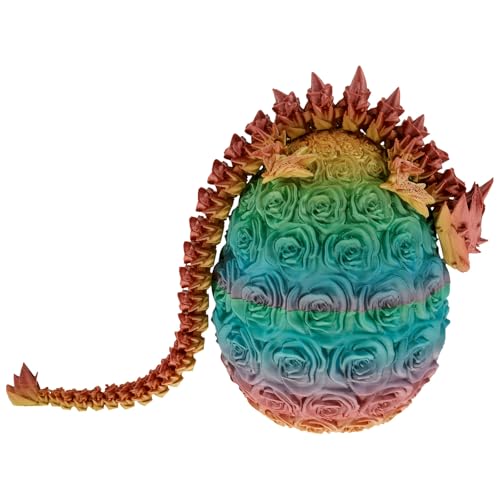 VAVPUP 3D Bedruckte Drache 3D Rose Dragon Eggs mit Drachen im beweglichen Gelenk Lebendem Drachenspielzeug Helle Farbe(Regenbogen) von VAVPUP