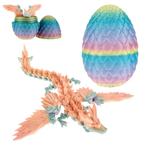 VAVPUP Ostern Dragon Egg 3D Bedruckte Dracheneier mit Drachen im farbenfrohen Drachen Eierspielzeug exquisit 3D bedrucktes Drachen Ornament 3D Artikulierte Drachenspielzeug(Leuchtend) von VAVPUP