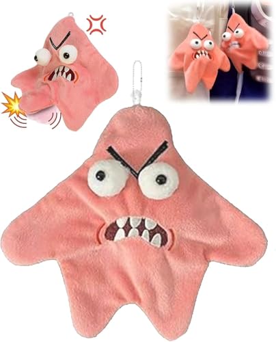 Angry Patrick, rosa tretender Seestern Plüschanhänger, lustiges Parodiespielzeug für Rucksäcke, interaktives Puppenornament, süßer Schulranzenanhänger, geeignet für Weihnachten, Geburtstagsgeschenke von VAWcornic