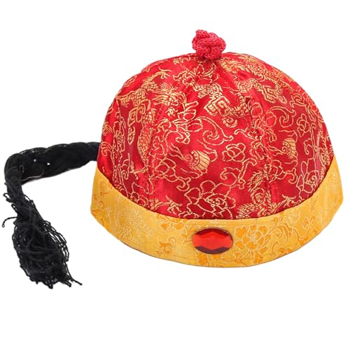 Orientalischer Hut，Party Cosplay Hut Alter chinesischer königlicher Kaiserhut mit Pferdeschwanz, orientalischer Hut, traditioneller Hut, Party-Cosplay-Hut, Bühnenauftritte, Requisiten, traditioneller von VAYEODEYU