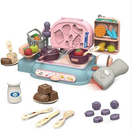 VBACALA 74 Stück Knete Set Knetwerkzeug für Kinder,Knete Supermarkt Kasse,Knete Zubehör Kitchen Creations mit 24 Dosen Knete,Werkzeuge Sets Kinderspielhaus Sets Mädchen Jungen von VBACALA