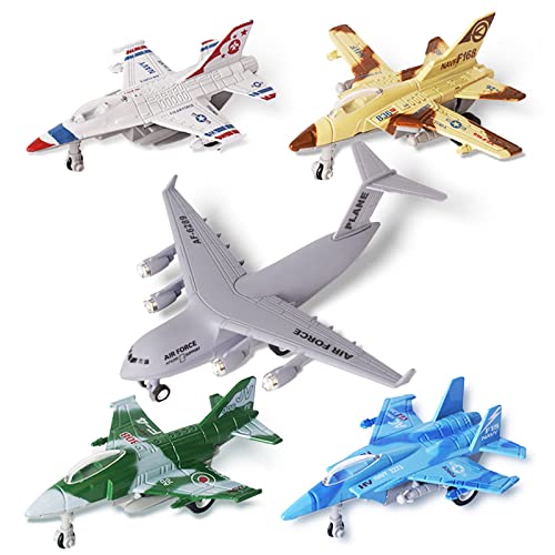 VBACALA 5PCS Flugzeug Spielzeug Militär Modellflugzeug Metall Flugzeug Spielzeug mit Pull BackDiecast Function,Flugzeug Kinder kindertagsgeschenke Jungs Mädchen ab 3 Jahre von VBACALA