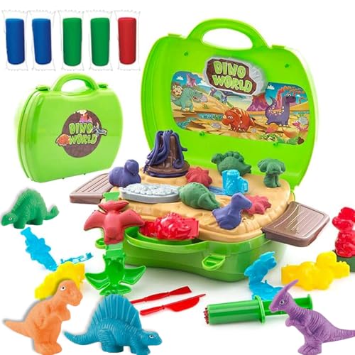 VBACALA Knete Set für Kinder,Dinosaurier Kinderknete mit Knete Zubehör,Dinosaurier Spielzeug Werkzeuge und Formen Knete ab 2 Jahre von VBACALA