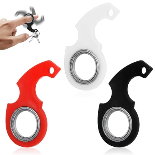 VBKITW 3 Stück Schlüsselanhänger Spinner Schlüsselanhänger Key Flipping Toy Fidget Ring Spielzeug Fidget Spinner Verbesserung der Konzentration für Kinder und Erwachsene Teenager von VBKITW