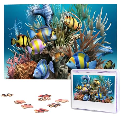 Puzzle für Erwachsene, 1000 Teile, Holzpuzzle, moderne Kunst, 3D-Ozeanfisch, anspruchsvolle Puzzles, individuelles Bild, Puzzle, personalisiertes Fotopuzzle für Geschenk, Familie von VBNTY