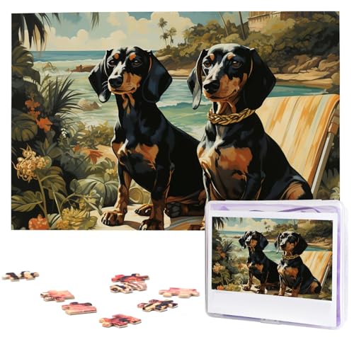 Puzzle für Erwachsene, 1000 Teile, Holzpuzzle, moderne Kunst, Dackel, Hund, Bento, anspruchsvolle Puzzle, individuelles Bild, Puzzle, personalisiertes Fotopuzzle für Geschenk, Familie von VBNTY