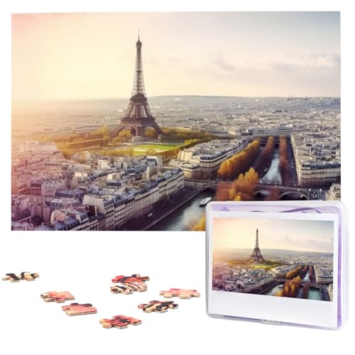 Puzzle für Erwachsene, 1000 Teile, Holzpuzzle, moderne Kunst, Luftbild von Paris, Stadtbild, anspruchsvolle Puzzles, individuelles Bild, Puzzle, personalisiertes Fotopuzzle für Geschenk, Familie von VBNTY