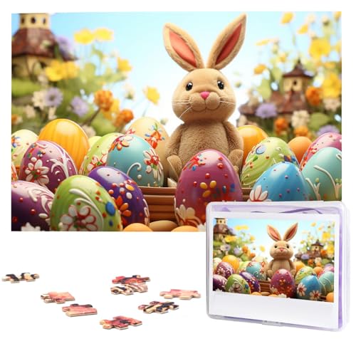 Puzzle für Erwachsene, 1000 Teile, Holzpuzzle, moderne Kunst, Ostern, bunte Eier, anspruchsvolle Puzzles, individuelles Bild, Puzzle, personalisiertes Fotopuzzle für Geschenk, Familie von VBNTY