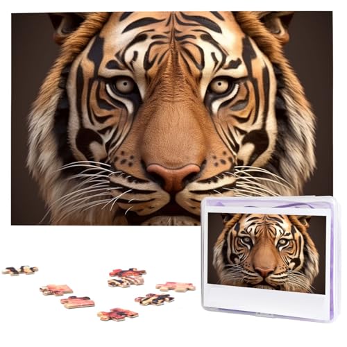 Puzzle für Erwachsene, 1000 Teile, Holzpuzzle, moderne Kunst, Puzzle, 3D-Tigerkopf, anspruchsvolle Puzzles, individuelles Bild, Puzzle, personalisiertes Fotopuzzle für Geschenk, Familie von VBNTY