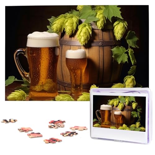 Puzzle für Erwachsene, 1000 Teile, Holzpuzzle, moderne Kunst, Puzzle, Bier- und Hopfenzapfen, herausfordernde Puzzles, individuelles Bild, Puzzle, personalisiertes Fotopuzzle für Geschenk, Familie von VBNTY