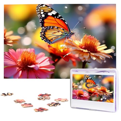 Puzzle für Erwachsene, 1000 Teile, Holzpuzzle, moderne Kunst, Puzzle, Blüte, Blume und Schmetterling, anspruchsvolle Puzzles, individuelles Bild, Puzzle, personalisiertes Fotopuzzle für Geschenk, von VBNTY