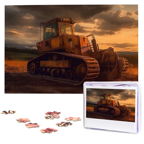 Puzzle für Erwachsene, 1000 Teile, Holzpuzzle, moderne Kunst, Puzzle, Bulldozer, Abend, herausfordernde Rätsel, individuelles Bildpuzzle, personalisiertes Fotopuzzle für Geschenk, Familie von VBNTY