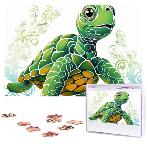 Puzzle für Erwachsene, 1000 Teile, Holzpuzzle, moderne Kunst, Puzzle, Cartoon-Schildkrötenmuster, herausfordernde Puzzles, individuelles Bild, Puzzle, personalisiertes Fotopuzzle für Geschenk, Familie von VBNTY