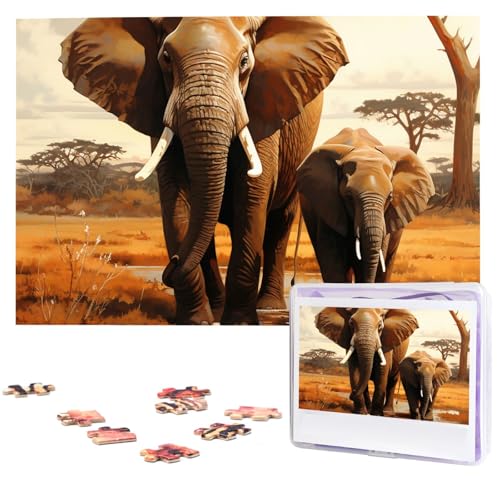 Puzzle für Erwachsene, 1000 Teile, Holzpuzzle, moderne Kunst, Puzzle, Elefantenfamilie, herausfordernde Puzzles, individuelles Bild, Puzzle, personalisiertes Fotopuzzle für Geschenk, Familie von VBNTY