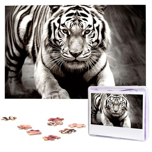 Puzzle für Erwachsene, 1000 Teile, Holzpuzzle, moderne Kunst, Puzzle, Schwarz-Weiß-Tiger, herausfordernde Puzzles, benutzerdefiniertes Bildpuzzle, personalisiertes Fotopuzzle für Geschenk, Familie von VBNTY