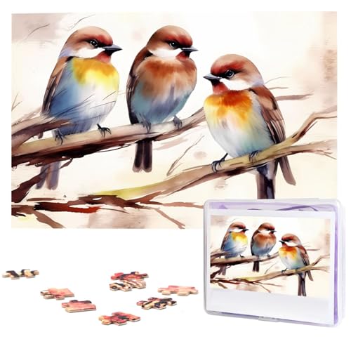 Puzzle für Erwachsene, 1000 Teile, Holzpuzzle, moderne Kunst, Puzzle, Vögel, die auf einem Ast ruhen, herausfordernde Puzzles, individuelles Bildpuzzle, personalisiertes Fotopuzzle für Geschenk, von VBNTY