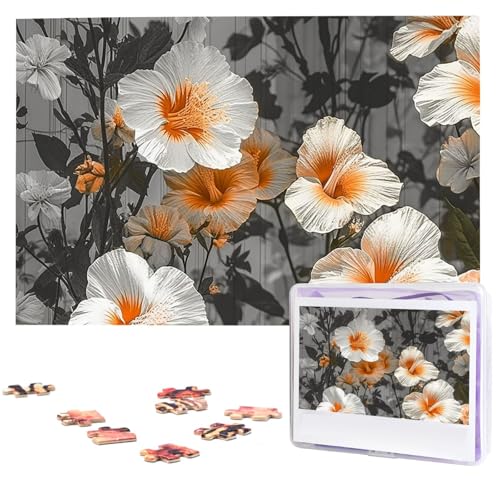 Puzzle für Erwachsene, 1000 Teile, Holzpuzzle, moderne Kunst, Puzzle, blühende Hibiskusblumen, anspruchsvolle Puzzles, benutzerdefiniertes Bild, Puzzle, personalisiertes Fotopuzzle für Geschenk, von VBNTY