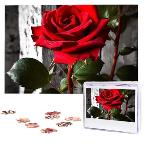 Puzzle für Erwachsene, 1000 Teile, Holzpuzzle, moderne Kunst, Puzzle, blühende rote Rose, herausfordernde Puzzles, individuelles Bild, Puzzle, personalisiertes Fotopuzzle für Geschenk, Familie Puzzle für Erwachsene, 1000 Teile, Holzpuzzle, moderne Kunst, Puzzle, blühende rote Rose, herausfordernde Puzzles, individuelles Bild, Puzzle, personalisiertes Fotopuzzle für Geschenk, Familie von VBNTY