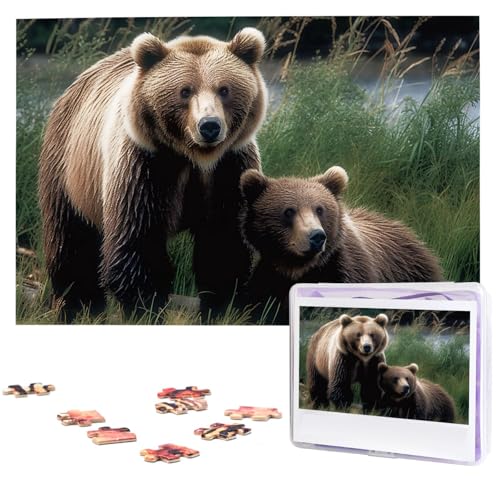 Puzzle für Erwachsene, 1000 Teile, Holzpuzzle, moderne Kunst, Puzzle, eine Mutter und ein Junges Bären, herausfordernde Puzzles, individuelles Bildpuzzle, personalisiertes Fotopuzzle für Geschenk, von VBNTY