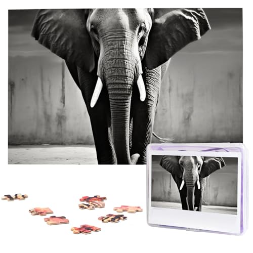 Puzzle für Erwachsene, 1000 Teile, Holzpuzzle, moderne Kunst, Puzzle, schwarzer und weißer Elefant, herausfordernde Puzzles, individuelles Bild, Puzzle, personalisiertes Fotopuzzle für Geschenk, von VBNTY