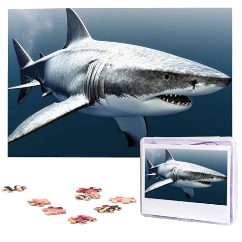 Puzzle für Erwachsene 1000 Teile Holzpuzzle Moderne Kunst Puzzle 3D Hai Fisch Herausfordernde Puzzles Benutzerdefinierte Bilderpuzzle Personalisiertes Fotopuzzle für Geschenk Familie von VBNTY