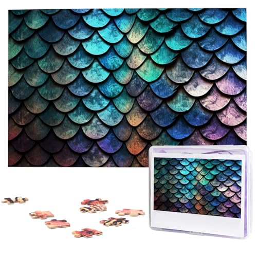 Puzzle für Erwachsene 1000 Teile Holzpuzzle Moderne Kunst Puzzle 3D Magische Drachen Schuppen Muster Herausfordernde Puzzles Benutzerdefinierte Bilderpuzzle Personalisiertes Fotopuzzle für Geschenk von VBNTY