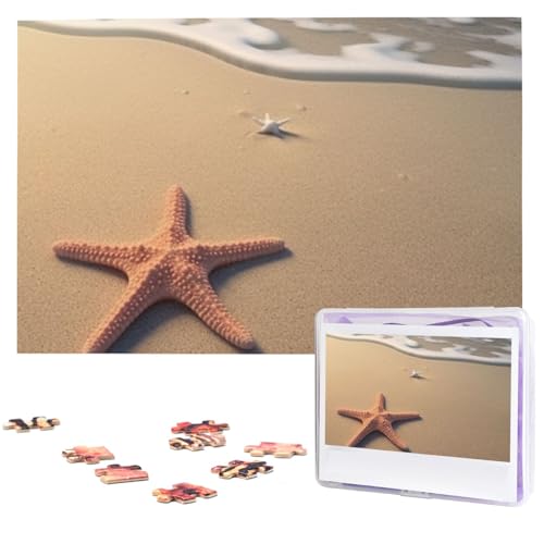 Puzzle für Erwachsene 1000 Teile Holzpuzzle Moderne Kunst Puzzle 3D Schöne Seestern am Strand Sand Herausfordernde Puzzles Benutzerdefinierte Bilderpuzzle Personalisiertes Fotopuzzle für Geschenk von VBNTY