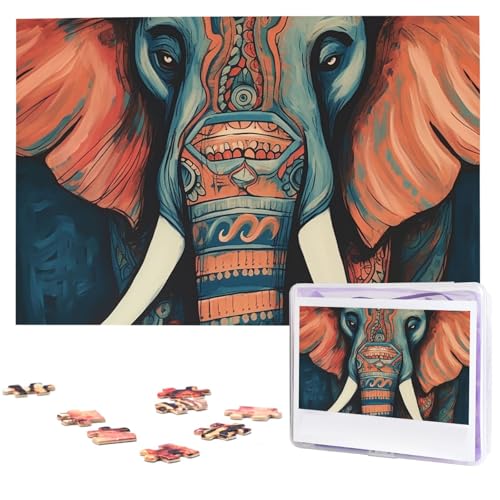 Puzzle für Erwachsene 1000 Teile Holzpuzzle Moderne Kunst Puzzle Abstrakte Elefant Herausfordernde Puzzles Benutzerdefinierte Bilderpuzzle Personalisiertes Fotopuzzle für Geschenk Familie von VBNTY