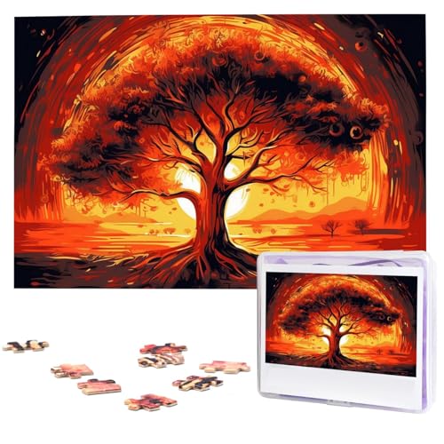 Puzzle für Erwachsene 1000 Teile Holzpuzzle Moderne Kunst Puzzle Brennender Baum des Lebens Herausfordernde Puzzles Benutzerdefinierte Bilderpuzzle Personalisiertes Fotopuzzle für Geschenk Familie von VBNTY