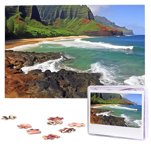 Puzzle für Erwachsene 1000 Teile Holzpuzzle Moderne Kunst Puzzle Kauai Hawaii Seashore Challenging Puzzles Custom Picture Puzzle Personalisiertes Fotopuzzle für Geschenk Familie von VBNTY