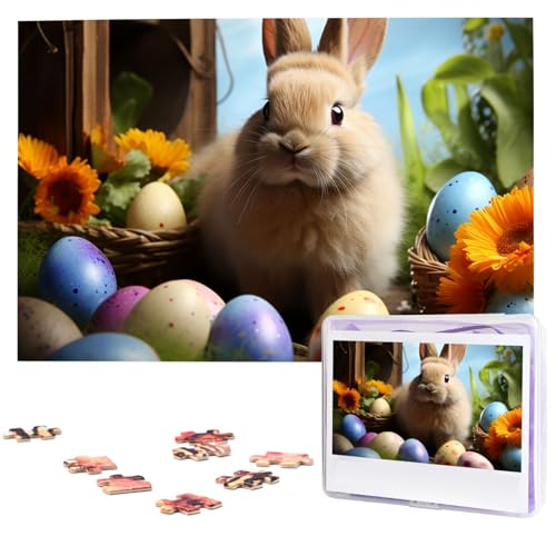 Puzzle für Erwachsene 1000 Teile Holzpuzzle Moderne Kunst Puzzle Osterhase und Ostereier Herausfordernde Puzzles Benutzerdefinierte Bilderpuzzle Personalisiertes Fotopuzzle für Geschenk Familie von VBNTY