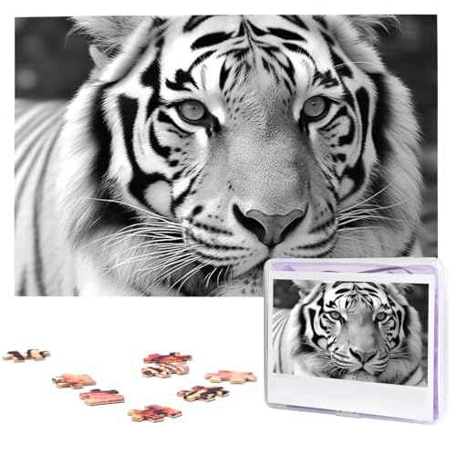 Puzzle für Erwachsene 1000 Teile Holzpuzzle Moderne Kunst Puzzle Schwarz Weiß Tiger Herausfordernde Puzzles Benutzerdefinierte Bilderpuzzle Personalisiertes Fotopuzzle für Geschenk Familie von VBNTY