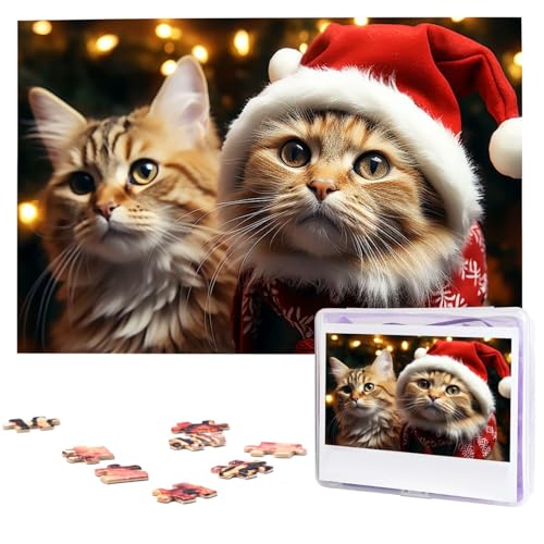 Puzzle für Erwachsene 1000 Teile Holzpuzzle Moderne Kunst Puzzle Weihnachten Katze Herausfordernde Puzzles Benutzerdefinierte Bilderpuzzle Personalisiertes Fotopuzzle für Geschenk Familie von VBNTY