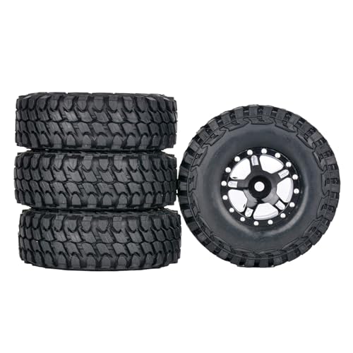 Reifen Kunststoff Räder Kompatibel Mit AXIAL Für SCX24 Für AXI00006 Für AXI90081 Für AXI00002 Für AXI00001 Für 1/24 RC-Modellauto Crawler 1.0 Beadlock-Felgen Reifen 4-teilige Radnabenreifen(Black,A) von VBNYBA