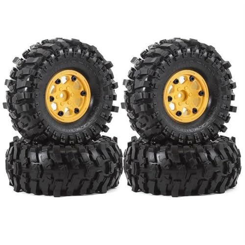 Reifen Kunststoff Räder Kompatibel Mit Für traxxas Für TRX4 Für RC4WD Für D90 Für D110 Für Axial Für SCX10 Für MST 1/10 RC Crawler Car, Felgengummireifen-Set, 4-TLG. 1,9 Zoll(Yellow) von VBNYBA