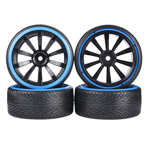 Reifen Kunststoff Räder Kompatibel Mit HSP, Für Tamiya, Für HPI 1:10 RC Drifting Car Hard Tyre Set, 4-teiliges RC Hard Pattern Drift Tires Reifenrad von VBNYBA