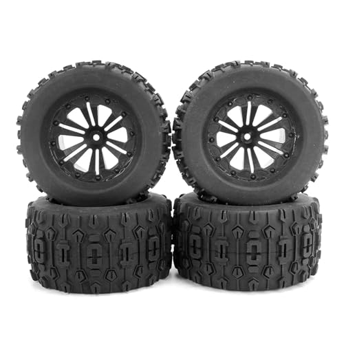 VBNYBA Reifen Kunststoff Räder Für 1/10 RC Modell Auto Monster Truck Zubehör Räder Reifen 129X66MM 12mm Adapter 4PCS von VBNYBA