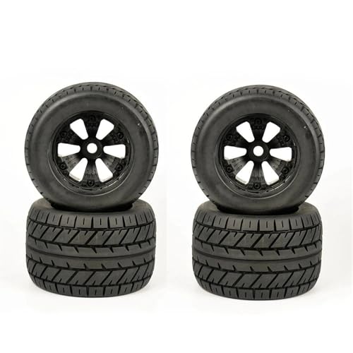 VBNYBA Reifen Kunststoff Räder Kompatibel Mit A8021 1/8 RC-Fernbedienungsmodellautos Monster Flat Sports Tire Road Tires Wheel 17mm Adapter 165mm * 104mm Modifizierte Teile(Black-4pcs) von VBNYBA