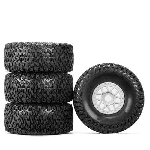 VBNYBA Reifen Kunststoff Räder Kompatibel Mit ARRMA Für Mojave 1/7 RC-Modellauto, Kurzstrecken-LKW-Zubehör, RC-Auto, Geländereifen, Räder, 4 Stück, 135 X 59 Mm, 17 Mm Adapter(White,A) von VBNYBA