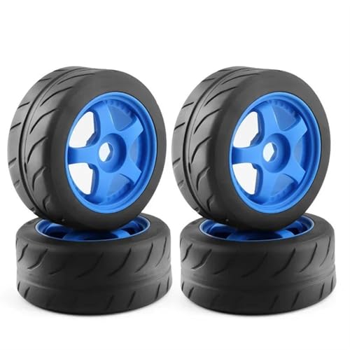 VBNYBA Reifen Kunststoff Räder Kompatibel Mit Arrma 1/7 Für Infraction Für Limitless Für Felony RC-Auto-Tuning-Teile, 4 Stück, 100 X 42 Mm Reifen, 17 Mm Radsechskant(Blue) von VBNYBA