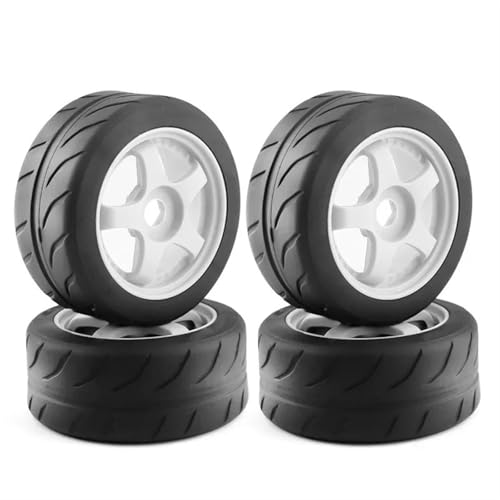 VBNYBA Reifen Kunststoff Räder Kompatibel Mit Arrma 1/7 Für Infraction Für Limitless Für Felony RC-Auto-Tuning-Teile, 4 Stück, 100 X 42 Mm Reifen, 17 Mm Radsechskant(White) von VBNYBA