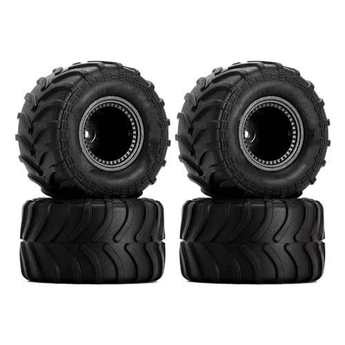 VBNYBA Reifen Kunststoff Räder Kompatibel Mit Axial Für SCX24 Für FMS Für FCX24 Für AX24, 4 Stück 70 * 38 Mm Monster Truck-Felgenreifen-Set Für 1/24 RC Crawler Car(Black) von VBNYBA