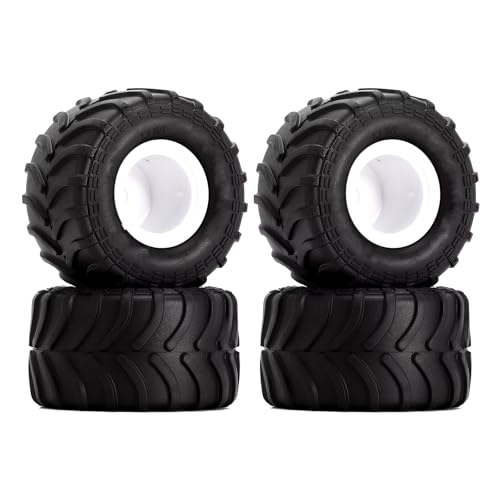 VBNYBA Reifen Kunststoff Räder Kompatibel Mit Axial Für SCX24 Für FMS Für FCX24 Für AX24, 4 Stück 70 * 38 Mm Monster Truck-Felgenreifen-Set Für 1/24 RC Crawler Car(White) von VBNYBA